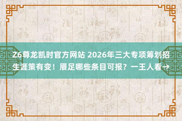 Z6尊龙凯时官方网站 2026年三大专项筹划招生涯策有变！餍足哪些条目可报？一王人看→
