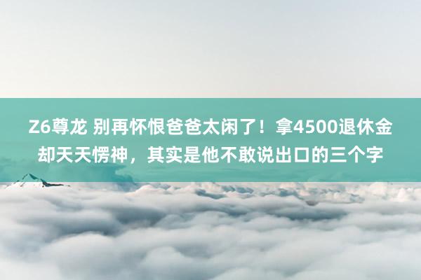 Z6尊龙 别再怀恨爸爸太闲了！拿4500退休金却天天愣神，其实是他不敢说出口的三个字