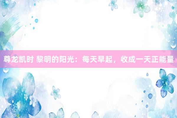 尊龙凯时 黎明的阳光：每天早起，收成一天正能量