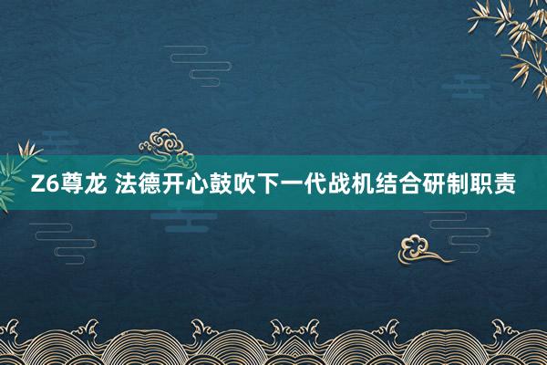 Z6尊龙 法德开心鼓吹下一代战机结合研制职责