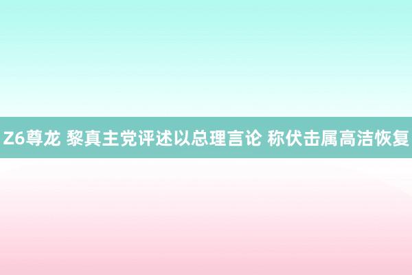 Z6尊龙 黎真主党评述以总理言论 称伏击属高洁恢复
