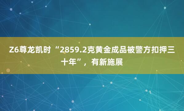 Z6尊龙凯时 “2859.2克黄金成品被警方扣押三十年”，有新施展