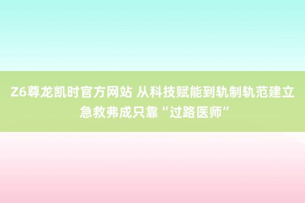 Z6尊龙凯时官方网站 从科技赋能到轨制轨范建立 急救弗成只靠“过路医师”