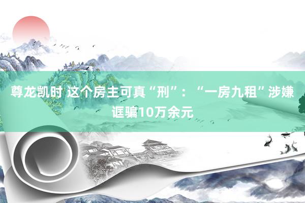 尊龙凯时 这个房主可真“刑”：“一房九租”涉嫌诓骗10万余元