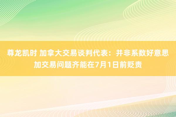 尊龙凯时 加拿大交易谈判代表：并非系数好意思加交易问题齐能在7月1日前贬责