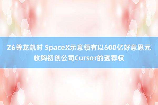 Z6尊龙凯时 SpaceX示意领有以600亿好意思元收购初创公司Cursor的遴荐权