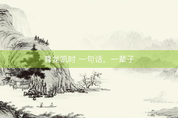 尊龙凯时 一句话，一辈子