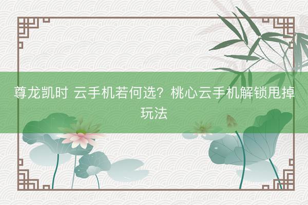 尊龙凯时 云手机若何选？桃心云手机解锁甩掉玩法